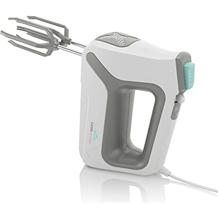ETA 20519000 Lento Handmixer-Set, 600 Watt, 4 Geschwindigkeitsstufen, inkl. Mix- und Messbecher, Rührbesen, Schlagbesen, Knethaken, Stabmixer- und Zerkleinerer Aufsatz, Kunststoff, weiß, grau – Bild 4