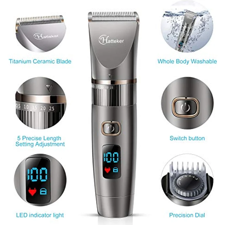 Hatteker Haarschneidemaschine Profi Haarschneider Herren Haartrimmer Bartschneider Barttrimmer Präzisionstrimmer Langhaarschneider Wasserdicht 3 In 1 – Bild 3
