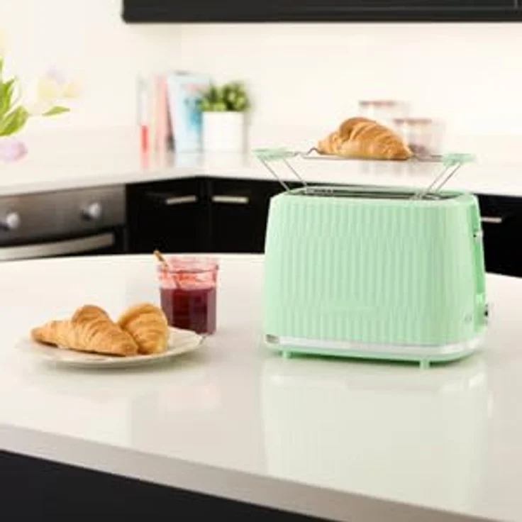 Russell Hobbs Toaster Eden für 2 Scheiben (6 Bräunungsstufen, Hebefunktion, Auftau-, Aufwärm- & Stoppfunktion, Krümelschublade, Brötchenaufsatz, Pistazie 27374-56) – Bild 4
