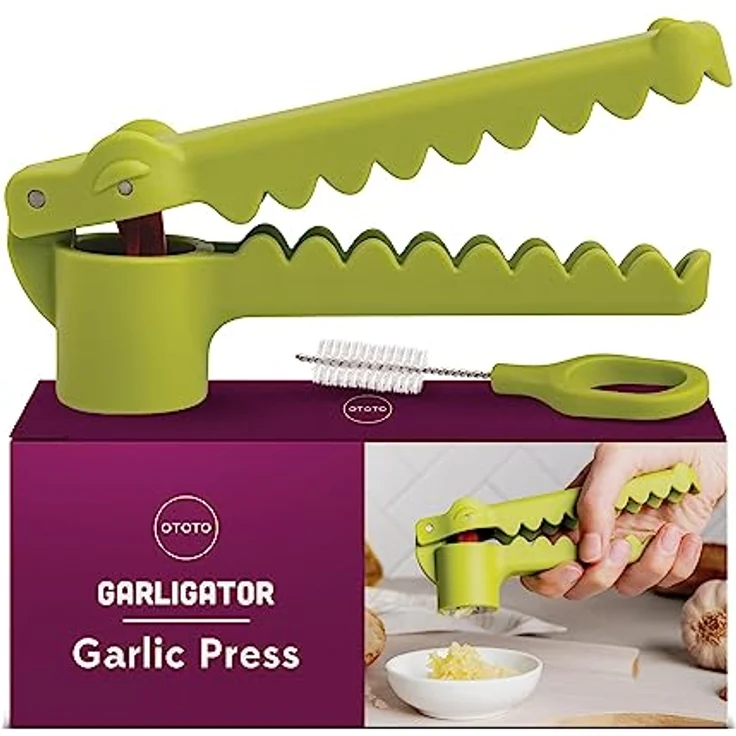 OTOTO Knoblauchpresse Garligator, Alligator-Knoblauchpresse mit ergonomischem Griff und integrierter Reinigungsbürste - Preisvergleich – Bild 1
