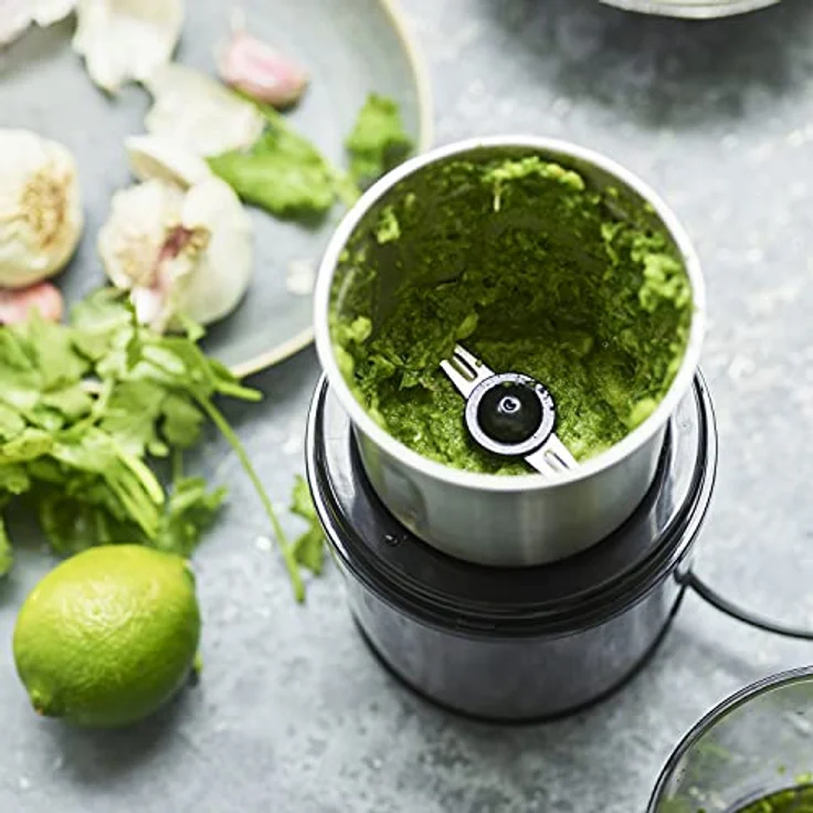 Cuisinart SG21BE Gewürzmühle, für Gewürze, Trockenfrüchte und Pürees, funktioniert auch mit kleinen Mengen, 2 Edelstahl-Mahl- und Aufbewahrungsbehälter – Bild 5