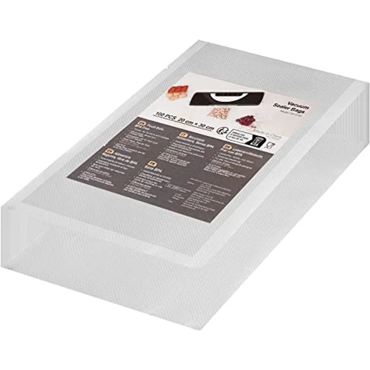 Vpcok Direct Vakuumierbeutel 20x30cm, BPA-frei, 100 Stück, kompatibel mit allen Vakuumierern und Sous Vide, wiederverwendbar, stich- und reißfest
