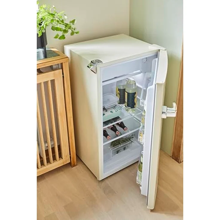 Respekta Kühlschrank Rico KG83-52, freistehender Retrokühlschrank mit Kältefach, 92 Liter, Creme, 39 dB, LED-Beleuchtung, inkl. Flaschenöffner – Bild 5