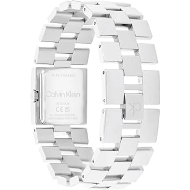 Calvin Klein CK Meridian, Zwei-Zeiger-Quarzwerk-Uhr für Damen mit rechteckigem Gehäuse, silbernem Zifferblatt und Edelstahlarmband, wasserdicht bis 3 ATM – Bild 3