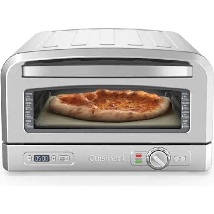 Cuisinart Pizzaofen | Holzofengeschmack in 5 Minuten | Pizzaset enthalten | Einstellbare Zeit und Temperatur bis 400°C