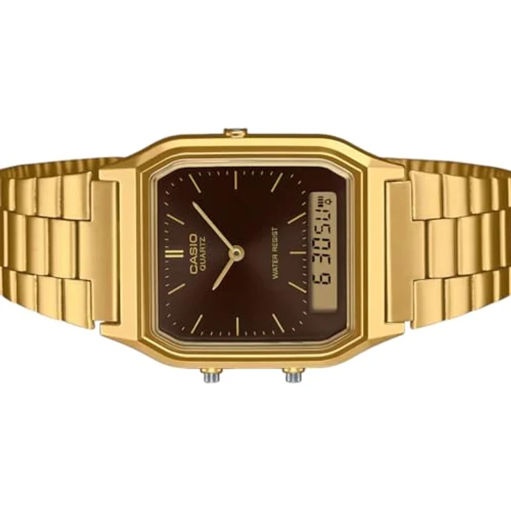 Casio Collection Edgy Armbanduhr Ana-Digi Goldfarben/Braun AQ-230GA-5AMQYES, Edelstahl beschichtet gold, braunes Zifferblatt – Bild 2
