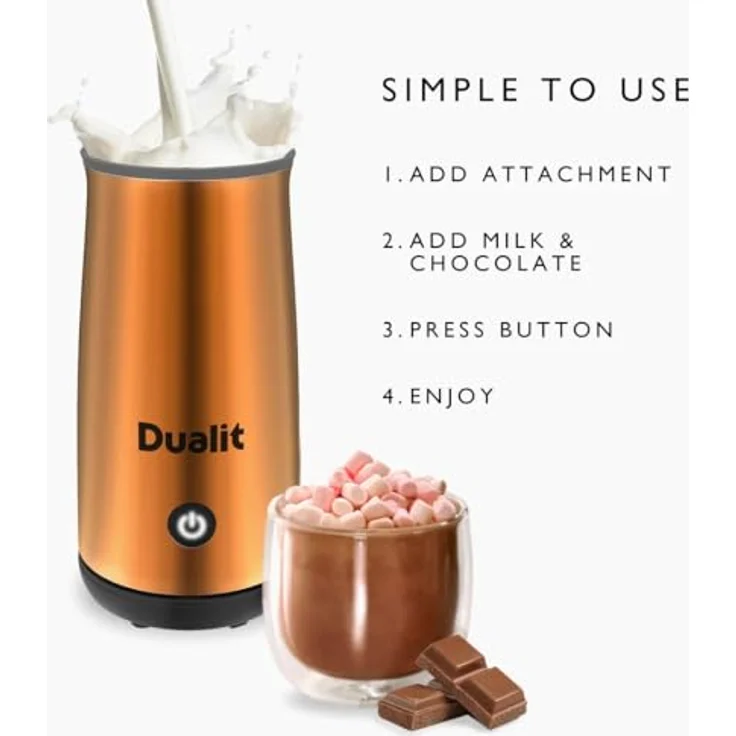 DUALIT Milchaufschäumer und Schokoladenmaschine, manuell, 250 ml, Kupfer, mit patentiertem magnetischem Schneebesen und automatischer Abschaltung – Bild 2