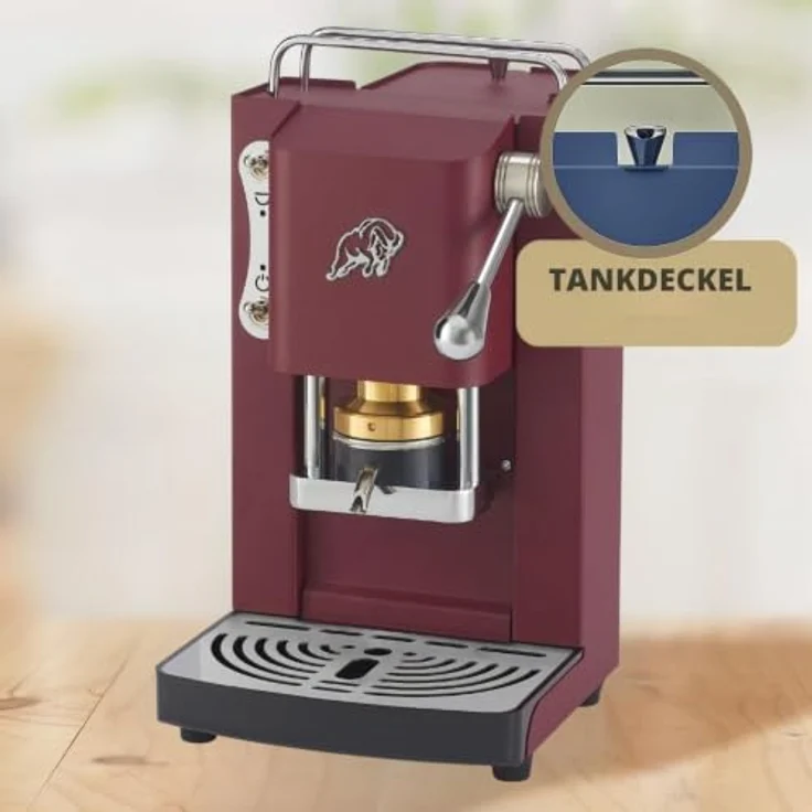 Faber Pro Essential Chrom, ESE Pad Espressomaschine in Cherry Red mit Wassertank aus Glas und erhöhtem Auslauf – Bild 9