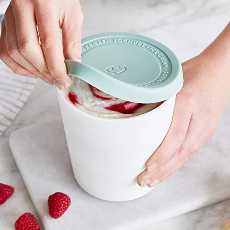 Springlane Eismaschine mit Kompressor inkl. Rezeptheft, 1,2 l, 135 W, Elli + 2 Aufbewahrungsbehälter Türkis – Bild 8