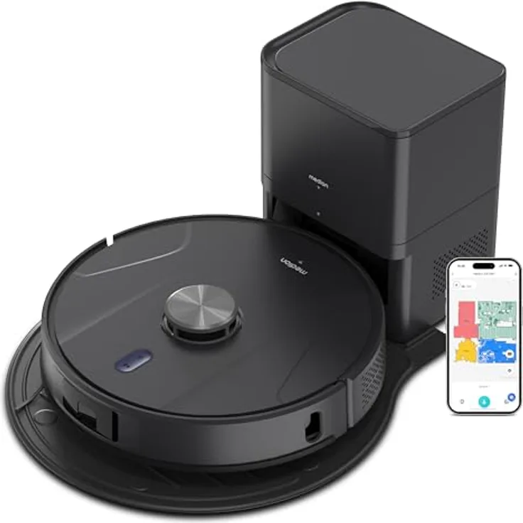 MEDION Saugroboter X51 SW+, 2-in-1 mit Absaugstation, 10000Pa Saugkraft, Lasernavigation und Wischfunktion, grau