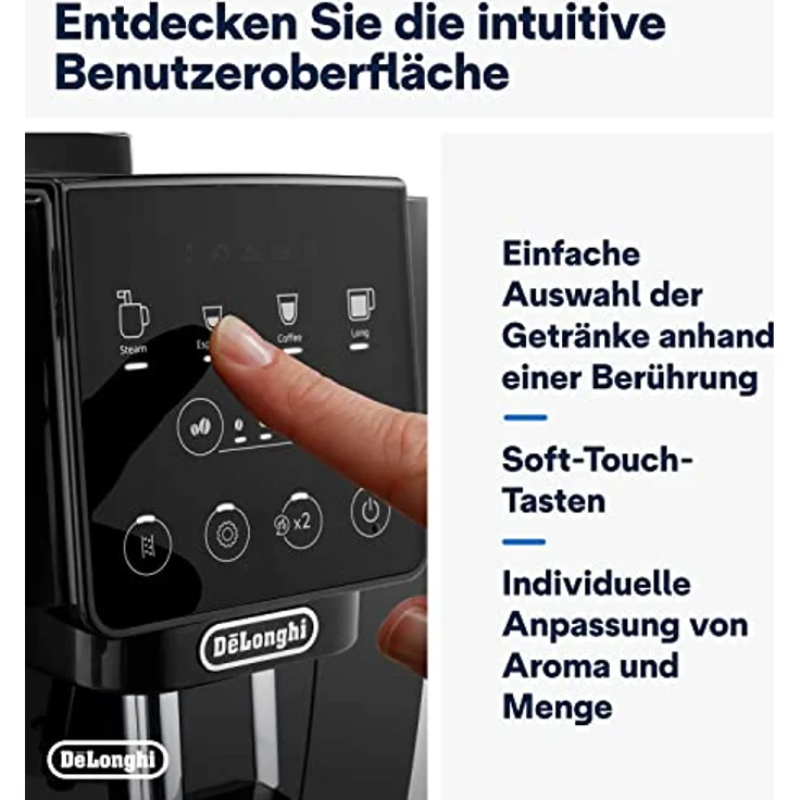 De'Longhi Magnifica Start ECAM222.20.B, Kaffeevollautomat mit Milchaufschäumdüse, für Cappuccino, mit Espresso-Direktwahltase und 2x Espresso Funktion, 13-stufiges Kegelmahlwerk, 1450 W, Schwarz – Bild 5