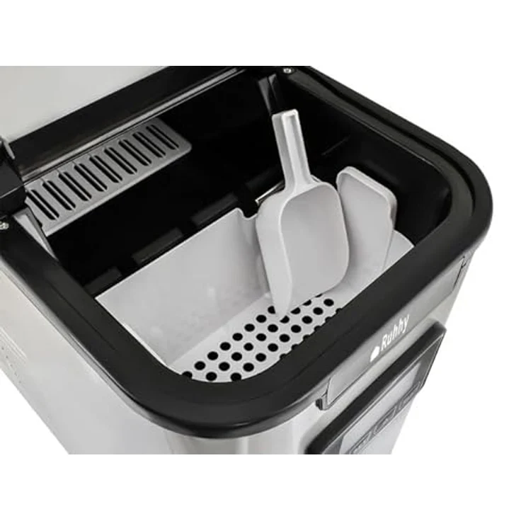 Ruhhy Eismaschine Eiswürfelmaschine mit variabler Würfelgröße - 120 W Leistung, 2,2l, Edelstahl – Bild 6