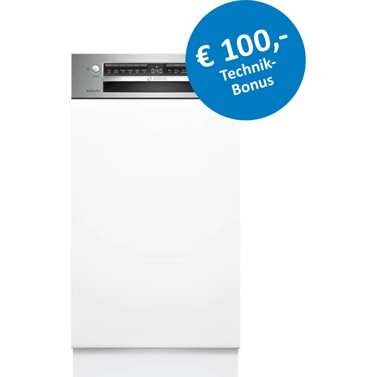 Bosch Exclusiv SPI4EMS02D, Teilintegrierter Geschirrspüler mit 45 cm Breite, gebürsteter Stahl und Home Connect-App