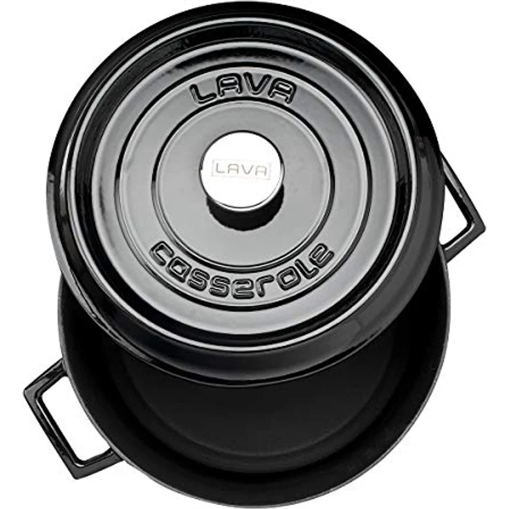 LAVA CASSEROLE ROND 280 MM, Gusseisen-Kochgeschirr mit 6.70 Ltr Kapazität für 4-6 Personen, Schwarz – Bild 3