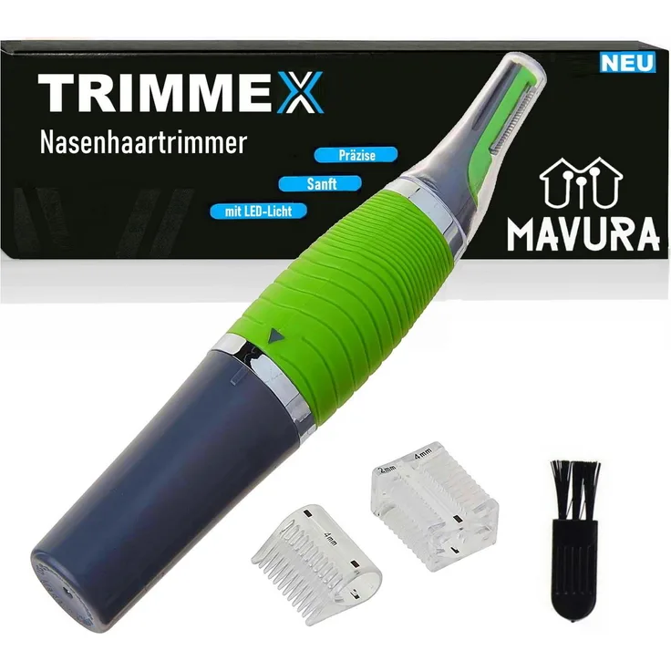 MAVURA TRIMMEX Haartrimmer Herren - Präzises Trimmen von Nasen-, Ohr- und Augenbrauenhaaren, Grün/Schwarz