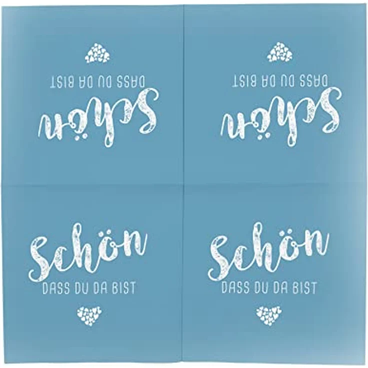 itenga Servietten Schön dass du da bist, 3-lagig, 30 x 30 cm, 40 Stück, nordic blue für Kommunion, Konfirmation, Hochzeit und Taufe – Bild 4