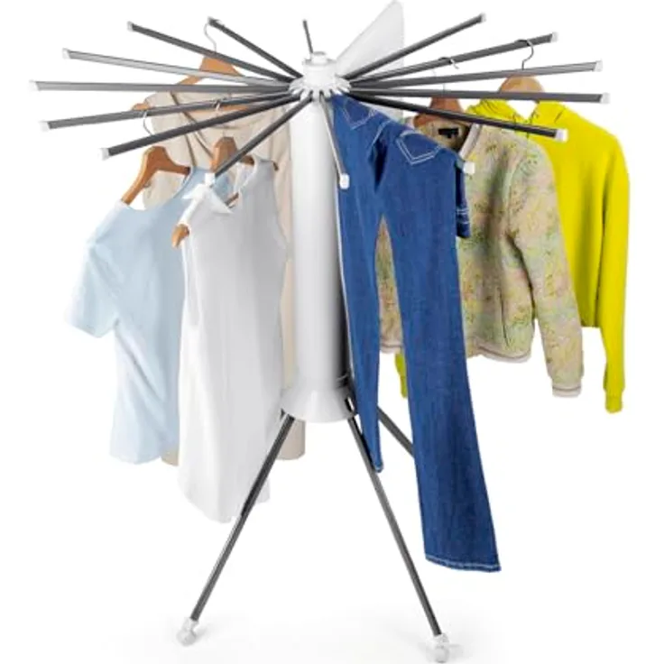 DS Produkte EASYmaxx Wäscheständer 112x125cm, platzsparend mit 16 ausziehbaren Armen in weiß/grau