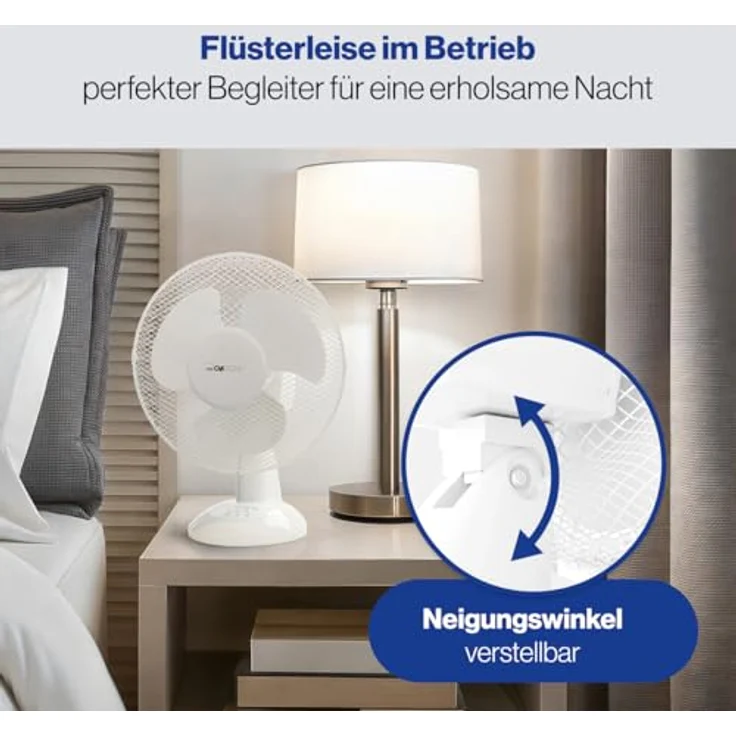 Clatronic VL 3601 Tischventilator, 23 cm Durchmesser, oszillierend, Neigungswinkel verstellbar, 2 Geschwindigkeitsstufen – Bild 4