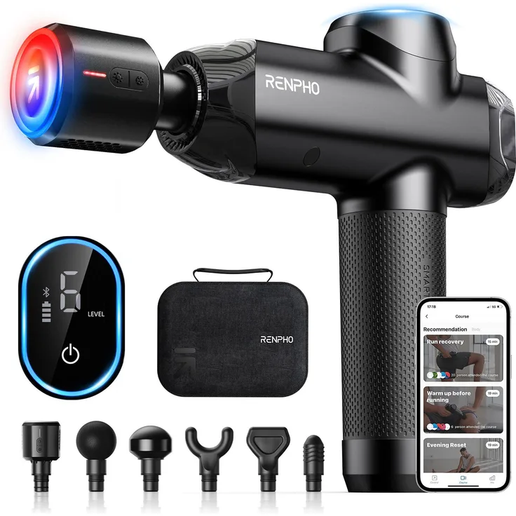 RENPHO Massagepistole Power+ Thermacool Massage Gun C001SH mit App-gesteuerter Heiz- und Kühlfunktion