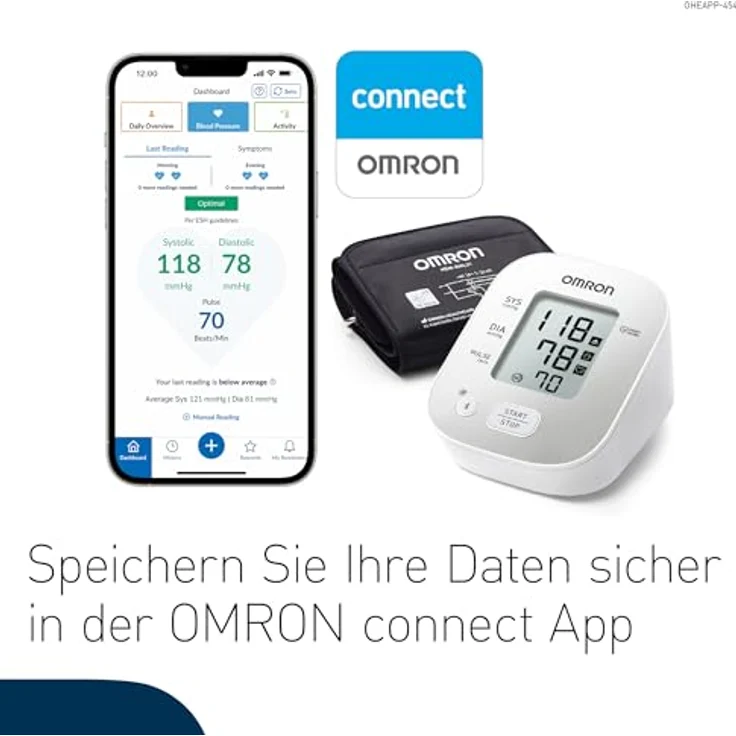 OMRON X2 Smart+ Bluetooth Blutdruckmessgerät, klinisch validiert, Deutsche Hochdruckliga Prüfsiegel, Universalmanschette 22-42 cm – Bild 5
