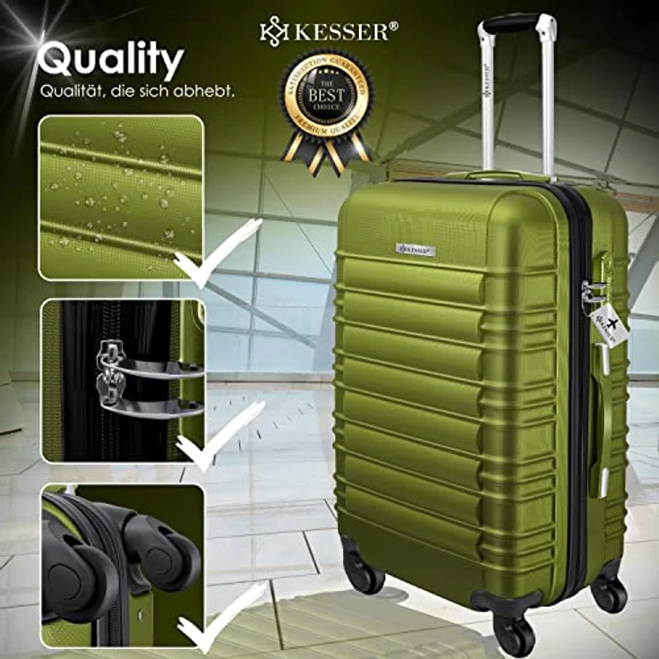 KESSER® 3tlg. Hartschalenkofferset Hartschalenkoffer Reisekoffer Set Trolley Koffer Inkl. Kofferwaage + Gepäckanhänger Rollkoffer Schloss 4 Rollen ABS-Hartschale Teleskopgriff M-L-XL – Bild 3