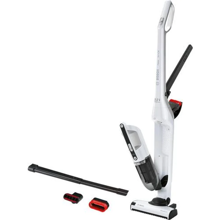Bosch BCH3K255, 2-in-1-Stabstaubsauger, beutellos, flexibel, hohe Leistung, bis zu 55 Minuten Akkulaufzeit, schwarz-weiß