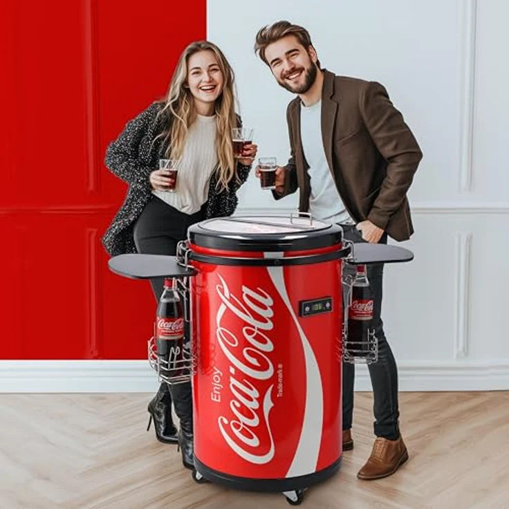 Salco Coca-Cola Partycooler SPC-88CC, Mini Kühlschrank 50L Getränkekühlschrank, im stylischen Coca-Cola Design, transparenter Glasdeckel, digitale Temperaturanzeige – Bild 2