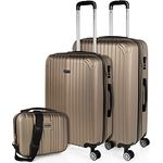 ITACA - Koffer Klein Handgepäck - Handgepäck Koffer 4 Rollen - Koffer Handgepäck 55x40x20 Leicht und Robust - Reisekoffer Klein aus Hochwertigen Materialien T71550, Champagner