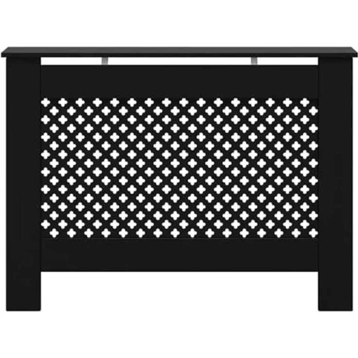vidaXL Heizkörperverkleidung Schwarz, MDF mit Latten-Design, 112x19x81,5 cm – Bild 6