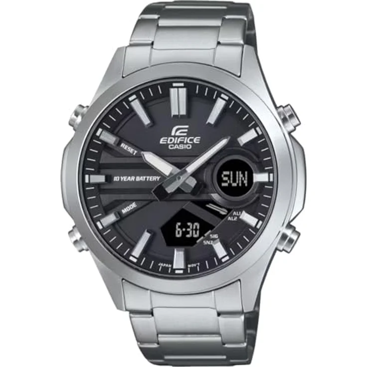 Casio Watch EFV-C120D-1AEF, Analog-Digitaluhr mit 10-Jahres-Batterie, Silber Edelstahlband – Bild 1