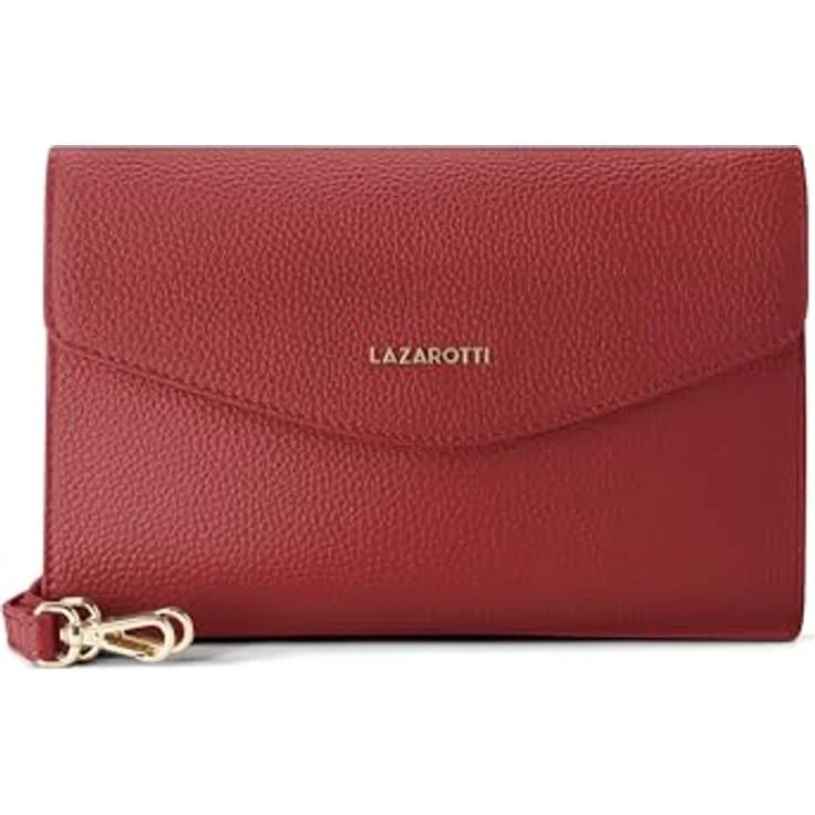 Lazarotti Bologna Leather Clutch, Umhängetasche aus 100% Leder, 23 cm, rot – Bild 1