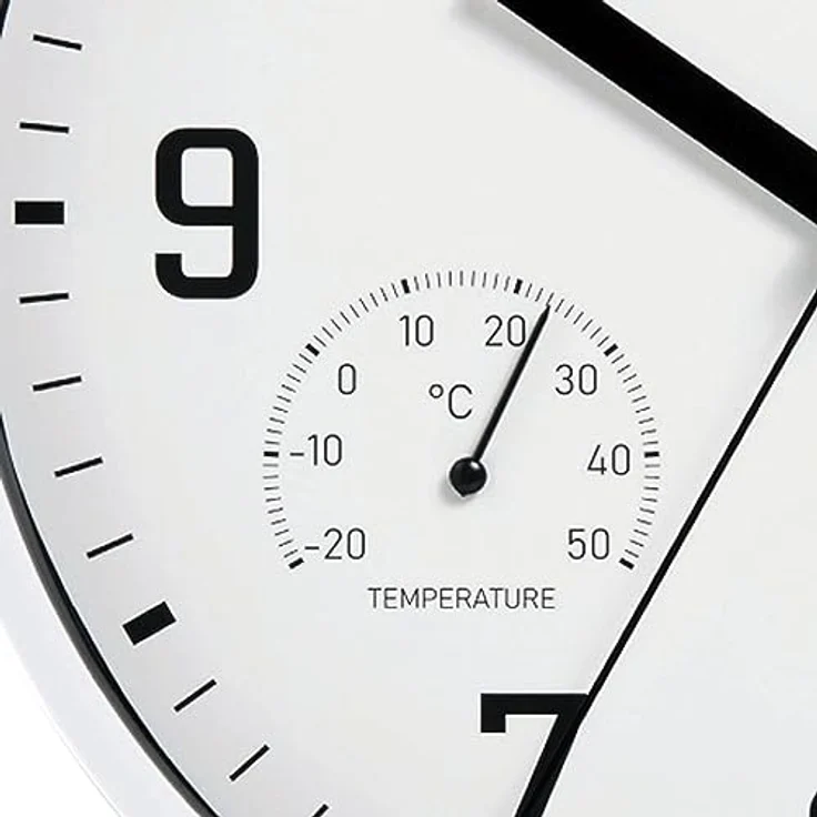 Miraval Wanduhr Thermometer Hygrometer 250 mm Küchenuhr Wohnzimmer Luftfeuchtigkeit Temperaturanzeige Analog Bürouhr Moderne Wanduhr (Weiß) - Preisvergleich – Bild 4