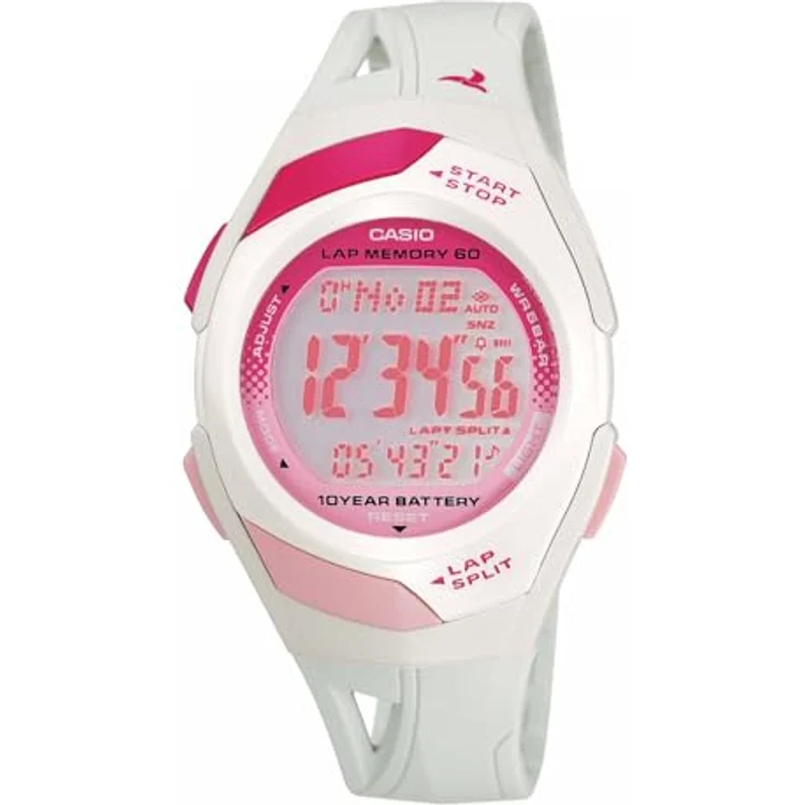 Casio Sports Digital Damenuhr Weiß/Pink STR-300-7EG, Kunststoff, dornschließe, anthrazit – Bild 1