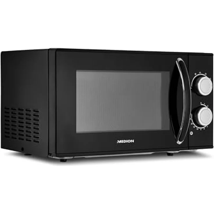 MEDION Mikrowelle, ca. 700 Watt Leistung, ca. 17 Liter Kapazität, 6 Stufen, Auftaufunktion, MD 15644, schwarz – Bild 2