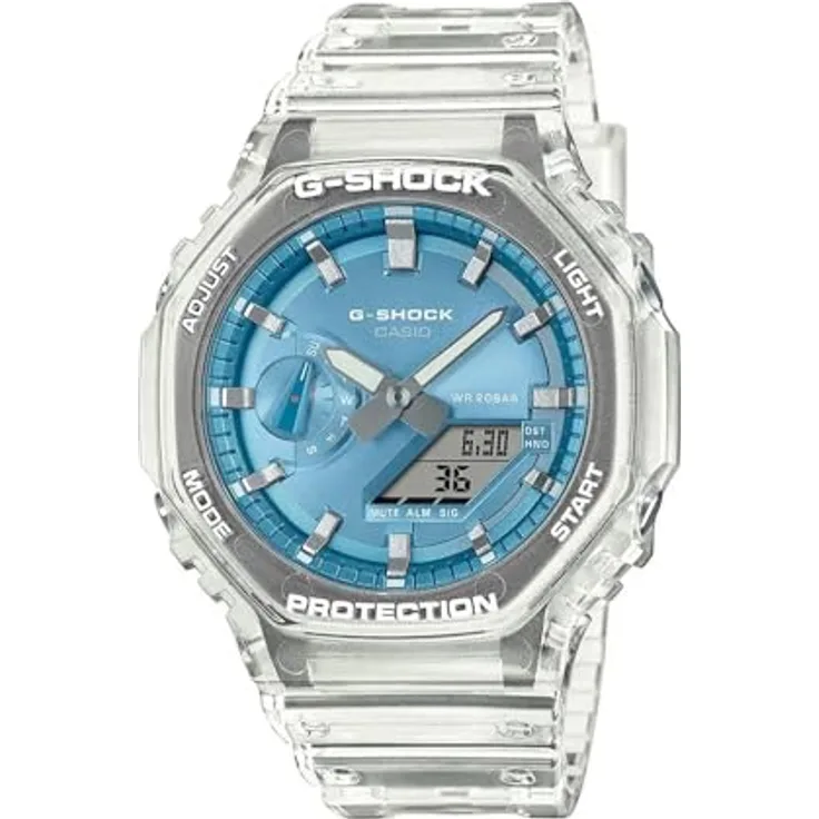 CASIO G-SHOCK Chronograph GA-2100BM-7A2ER, digitale Quarzuhr für Herren, bis 20 bar wasserdicht, mit robustem Resinarmband, in Weiß