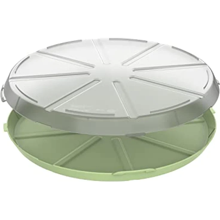 elasto Pizzabox 'ToGo', BPA-freie und wiederverwendbare Kunststoff-Aufbewahrungsbox aus recycelbarem Material, geselliges grün/transparent – Bild 8