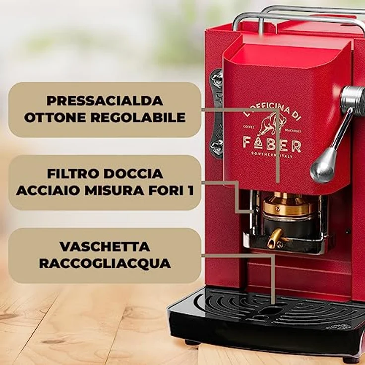 Faber Coffee Machines Pro Deluxe Espressomaschine ESE Pad 44 mm, einfache Reinigung, Tassenwärmer, schnelles Aufheizen, Chrom-Finish – Bild 3