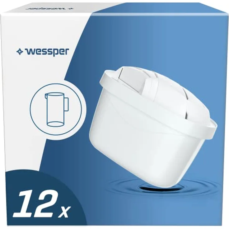 Wessper Classic Wasserfilter 12er Pack, BPA Frei , Passend Für Britta Wasserfilter Kartuschen Maxtra Plus, 4-stufiges Filtersystem