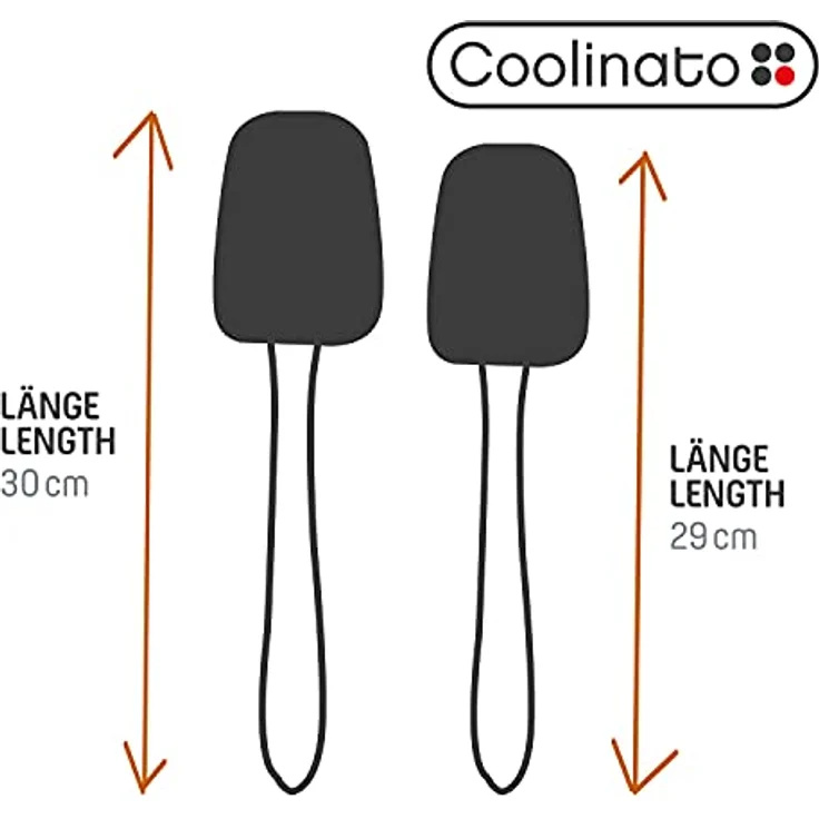 COOLINATO Silikon Edelstahl Kochlöffel 2er Set 25,5cm 29cm, Kochlöffel zum Kochen und Backen, lebensmittelecht – Bild 4
