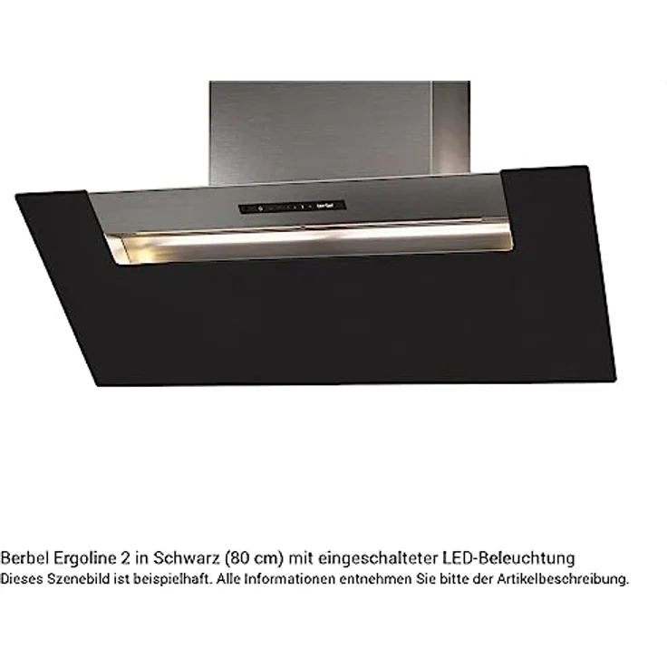 Berbel Ergoline 2 BKH 90 EG 2, Kopffreihaube, Wandmontage, Breite 89,8 cm, BackFlow-Technologie, EcoSwitch, Nachlaufautomatik, Schwarz – Bild 2
