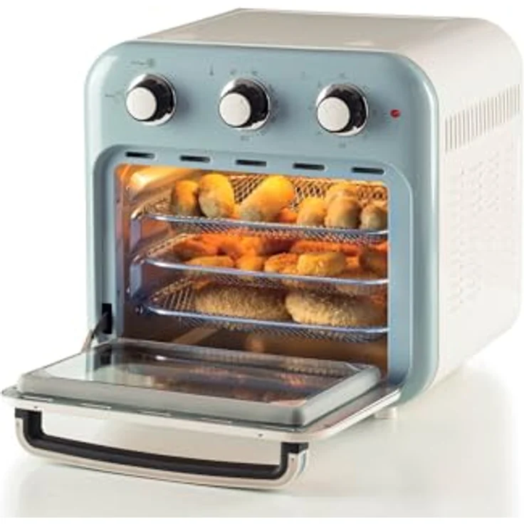 Ariete 4632 Vintage Heißluftfritteuse und Backofen, 1400 W, 2in1, 16 l Fassungsvermögen, inklusive Zubehör, 60-Minuten-Timer, Doppelglas, Celeste – Bild 3