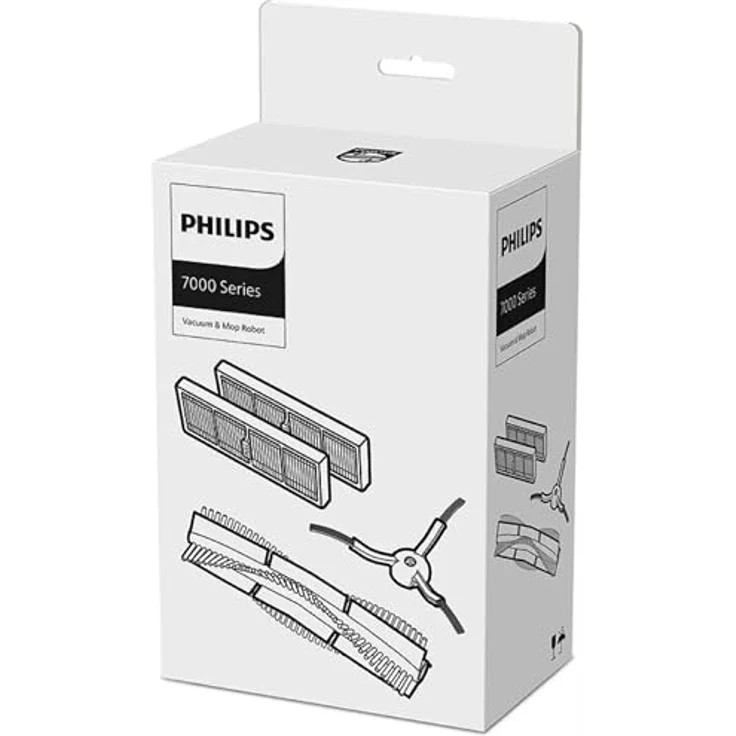 Philips Domestic Appliances Ersatzteilset Homerun 7000 Saug- und Wischroboter. 2 Abwaschbare Filter, 1 Kehrwalze und 1 Seitenbürste. Für: XU7100/01, XU7100/02, XU7000/01, XU7000/02. (XV1473/00) – Bild 1