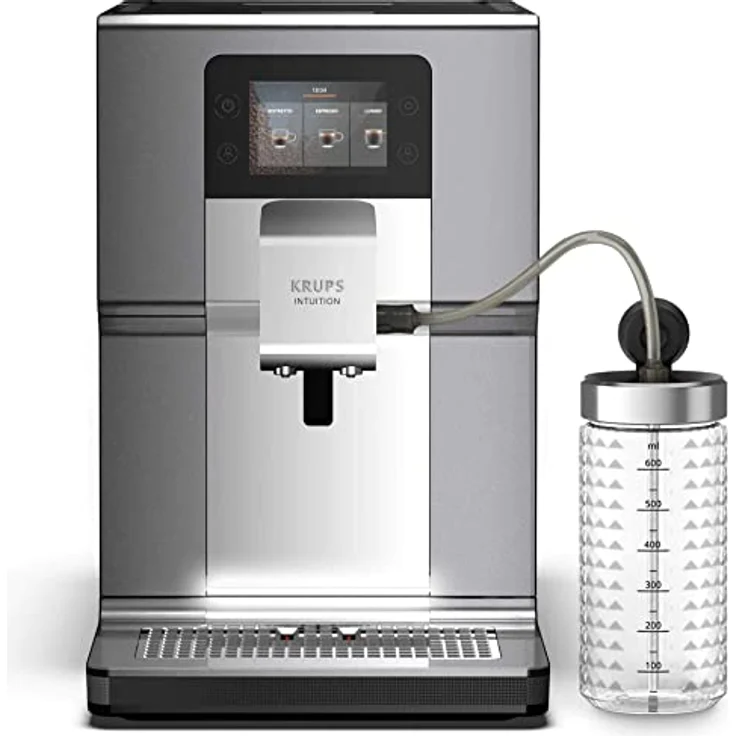 Krups EA875E Intuition Preference+ Kaffeevollautomat, integriertes Mahlwerk, Milchsystem, 2,3l Wassertank, 15 bar Pumpendruck, silber-chrome – Bild 3
