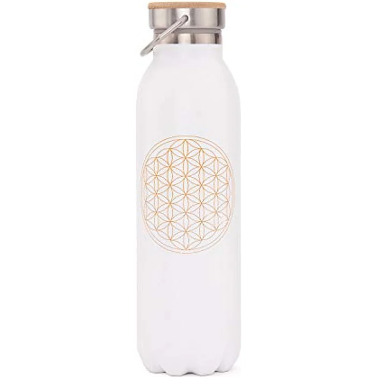 Bodhi Thermosflasche | Isolierte Trinkflasche aus Edelstahl | 100% Dicht & Auslaufsicher | Kalte & Warme Getränke | Veredelt mit Design Motiv | Für Sport und im Alltag (Blume des Lebens) – Bild 1