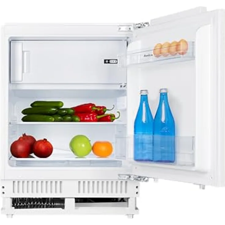 Amica UKSX 361 901 Unterbaukühlschrank mit Gefrierfach, 95l Kühlvolumen, 16l Gefriervolumen, Glasablage & LED-Innenbeleuchtung
