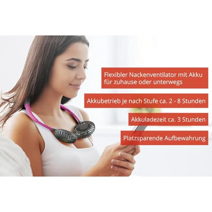 Unold 86699 NACKENVENTILATOR Breezy Anthrazit mit bequemen Nackenbügel, 3-stufige Geschwindigkeitsregelung, LED-Kontrollleuchte und zuschaltbarer LED-Beleuchtung – Bild 5
