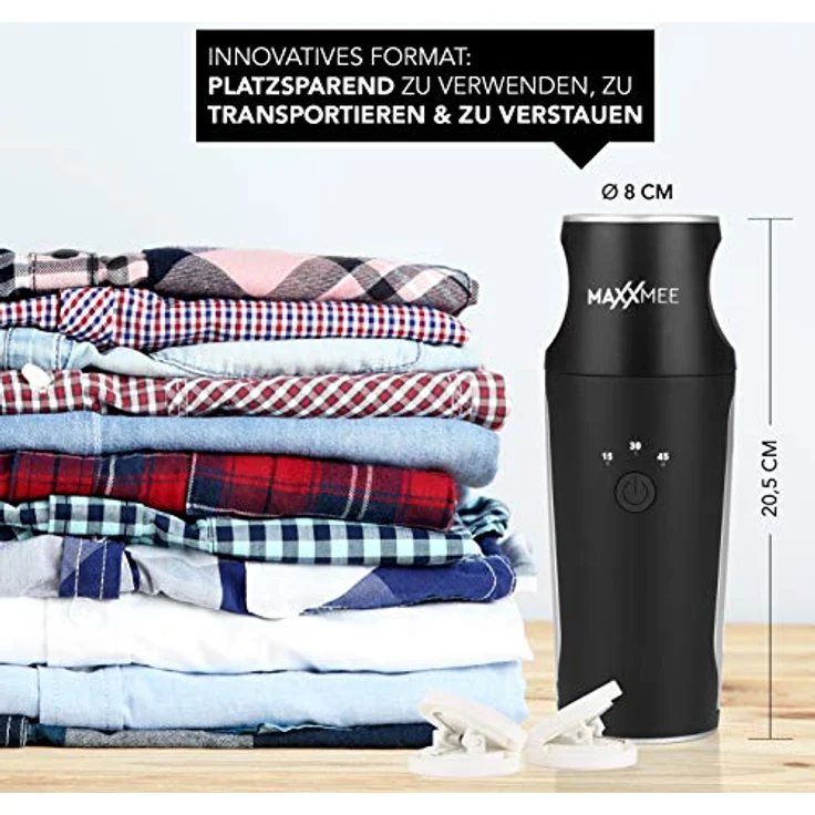 MAXXMEE Hemden- & Blusenbügler Kompakt 04067, 3 Stufen Trocknungszeit, schwarz-silber – Bild 5