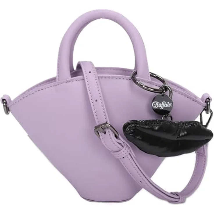 Buffalo Sculpt Handtasche 24 cm, Violett, mit abnehmbarem Umhängeriemen und Innentasche