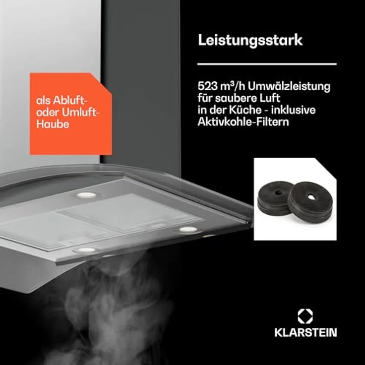 Klarstein Dunstabzugshaube 90cm, Abluft Dunstabzugshaube mit Spülmaschinenfestem Filter, LED-Beleuchtung & Touch Controls, Leise Abzugshaube mit 600 m³/h Luftstrom, Wandhauben – Bild 3