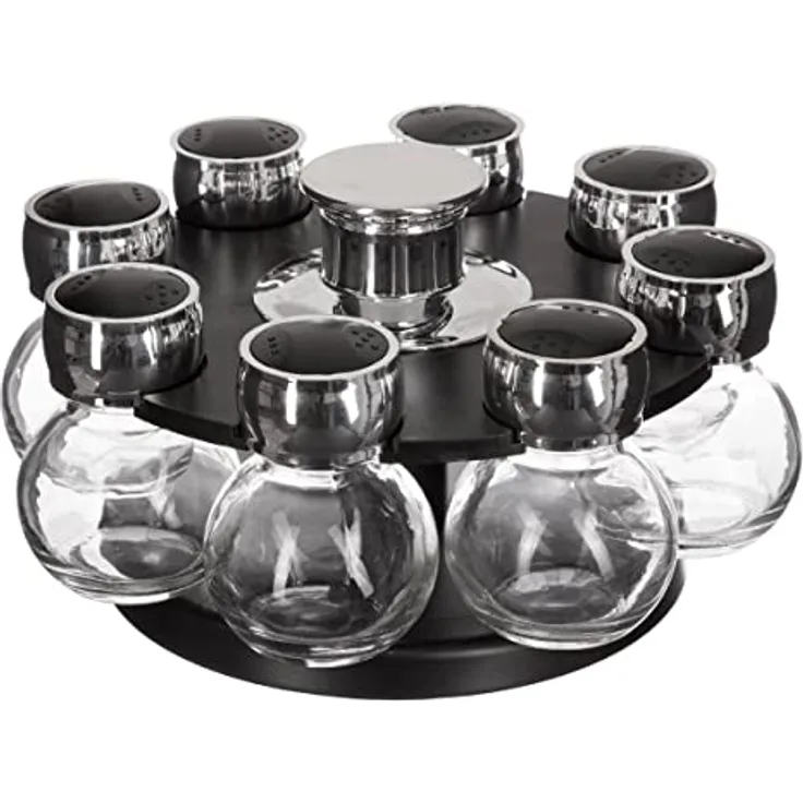 Secret de Gourmet Gewürzgläser, Glas, 8 Stück, schwarz, transparent
